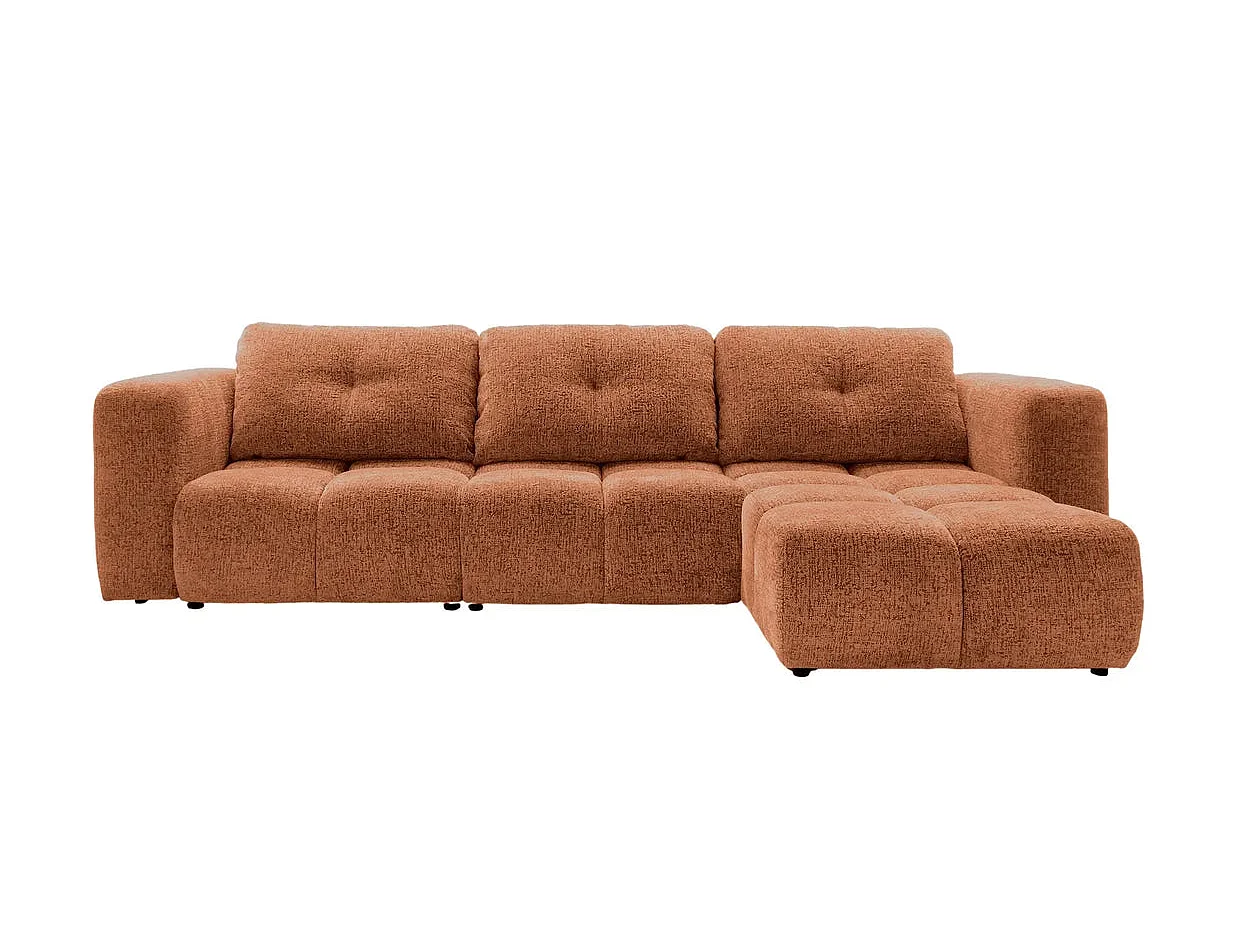 ROMY 4 PLACES - 4-zits hoekbank in chenille stof - Terracotta