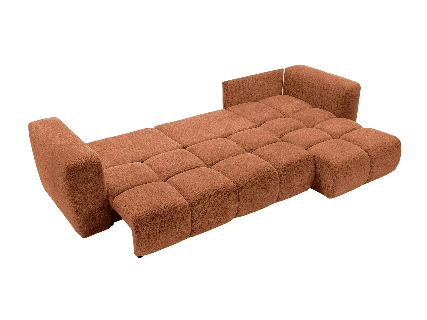 ROMY 4 PLACES - 4-zits hoekbank in chenille stof - Terracotta