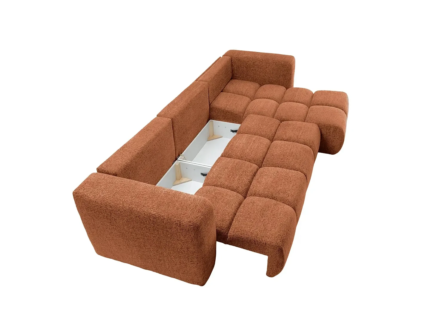 ROMY 4 PLACES - 4-zits hoekbank in chenille stof - Terracotta