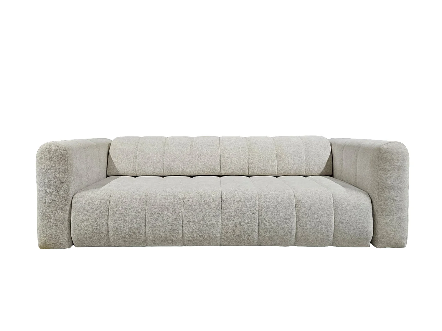 MARIUS - Canapé droit convertible tissu chenille 3 places Beige