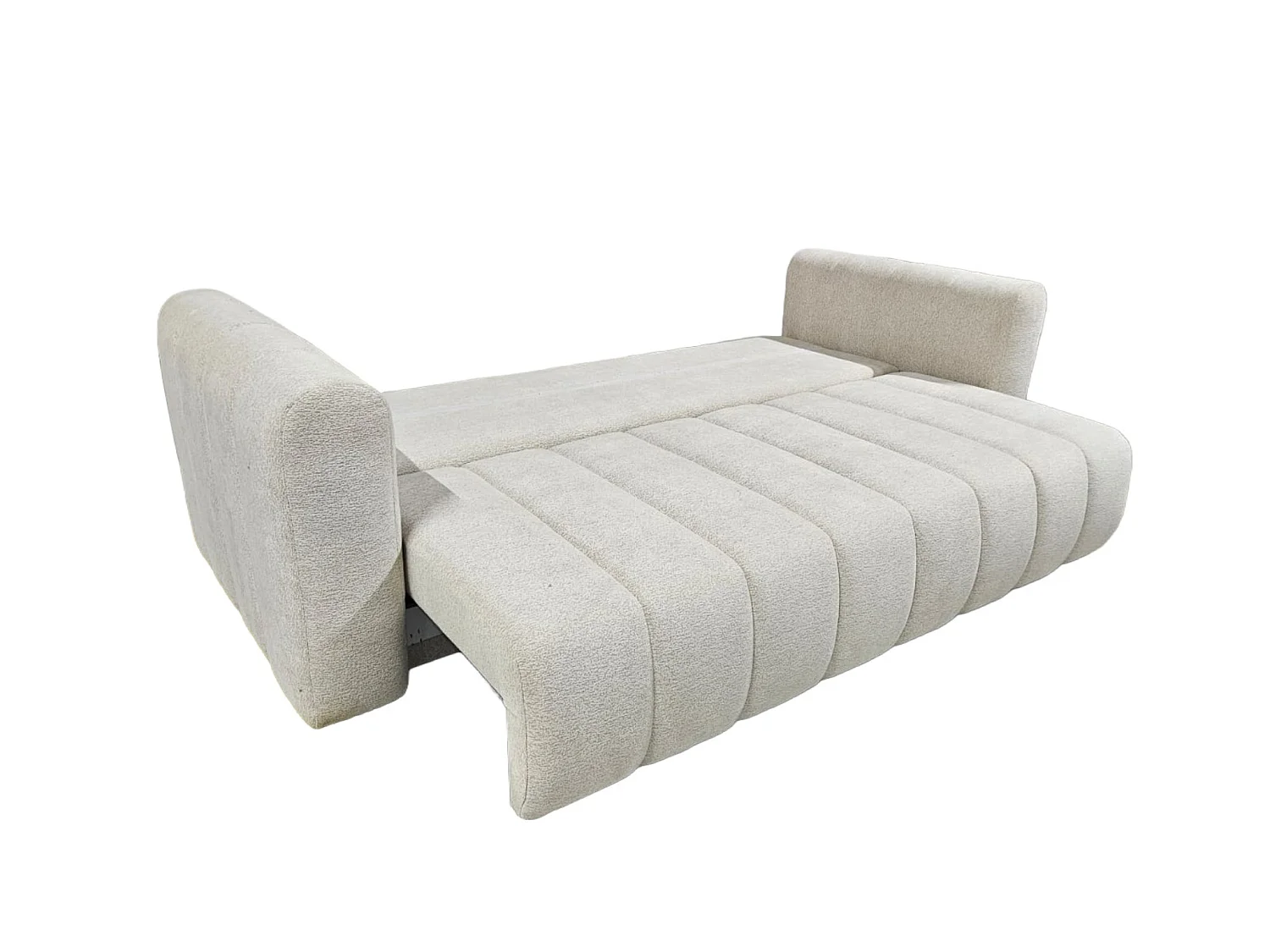 MARIUS - Canapé droit convertible tissu chenille 3 places Beige