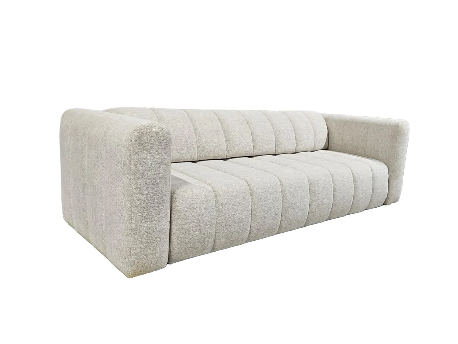 MARIUS - Canapé droit convertible tissu chenille 3 places Beige