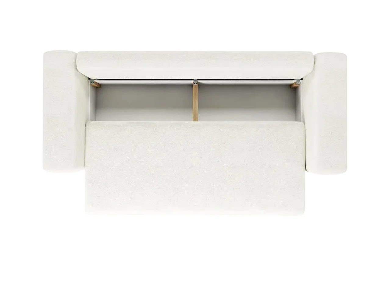 ARIEL - Canapé droit convertible tissu bouclette 3 places Beige