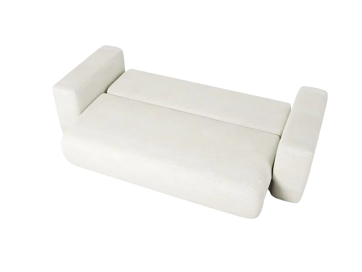 ARIEL - Canapé droit convertible tissu bouclette 3 places Beige