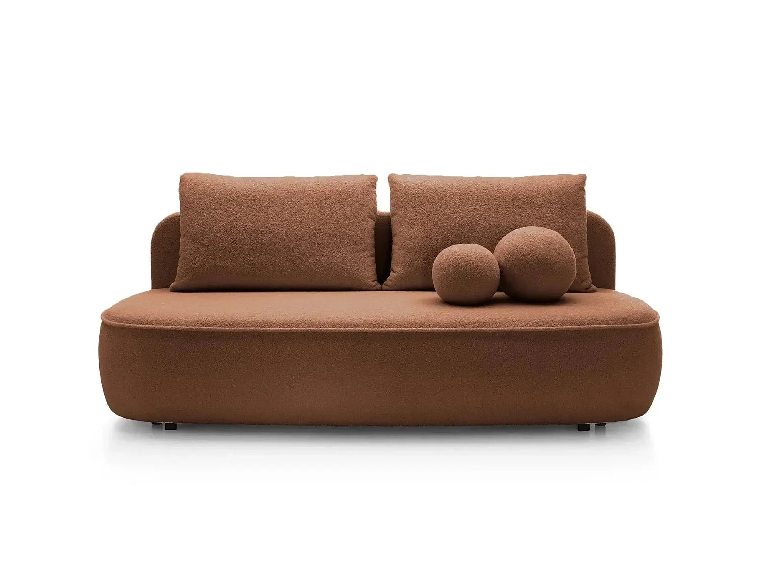 VICTOIRE - Canapé droit convertible tissu bouclette 2 places Terracotta