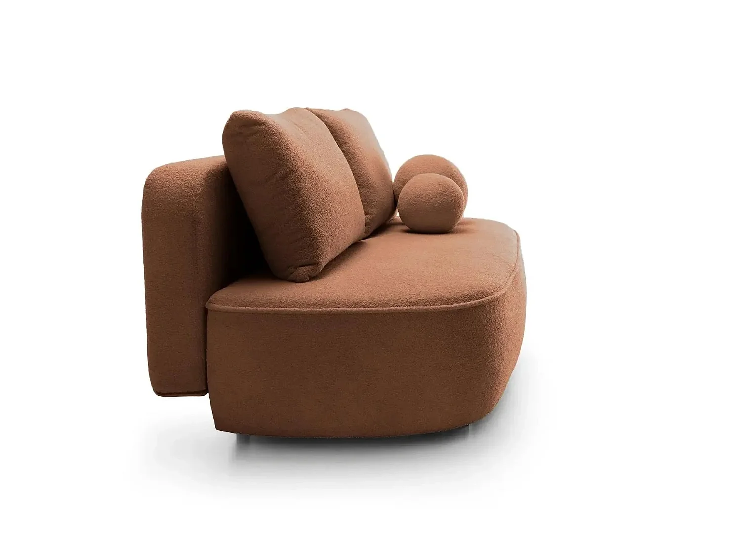 VICTOIRE - Canapé droit convertible tissu bouclette 2 places Terracotta
