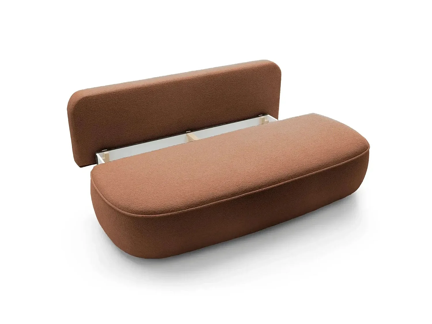 VICTOIRE - Canapé droit convertible tissu bouclette 2 places Terracotta