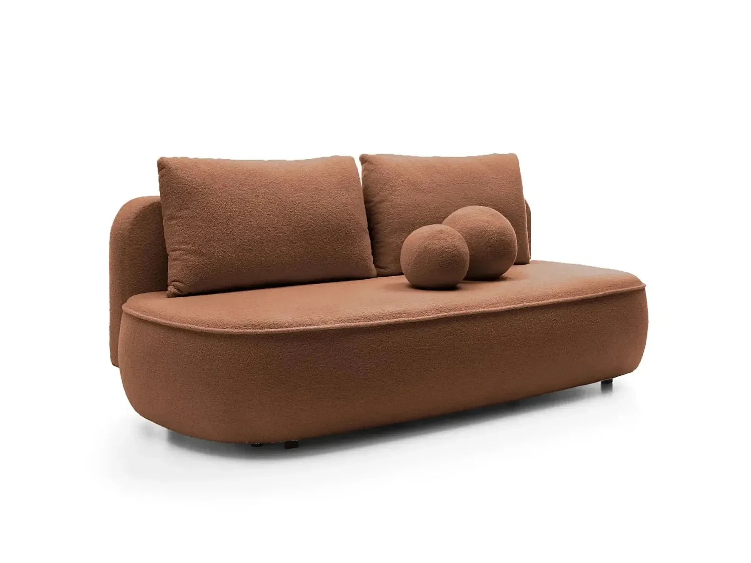 VICTOIRE - Canapé droit convertible tissu bouclette 2 places Terracotta