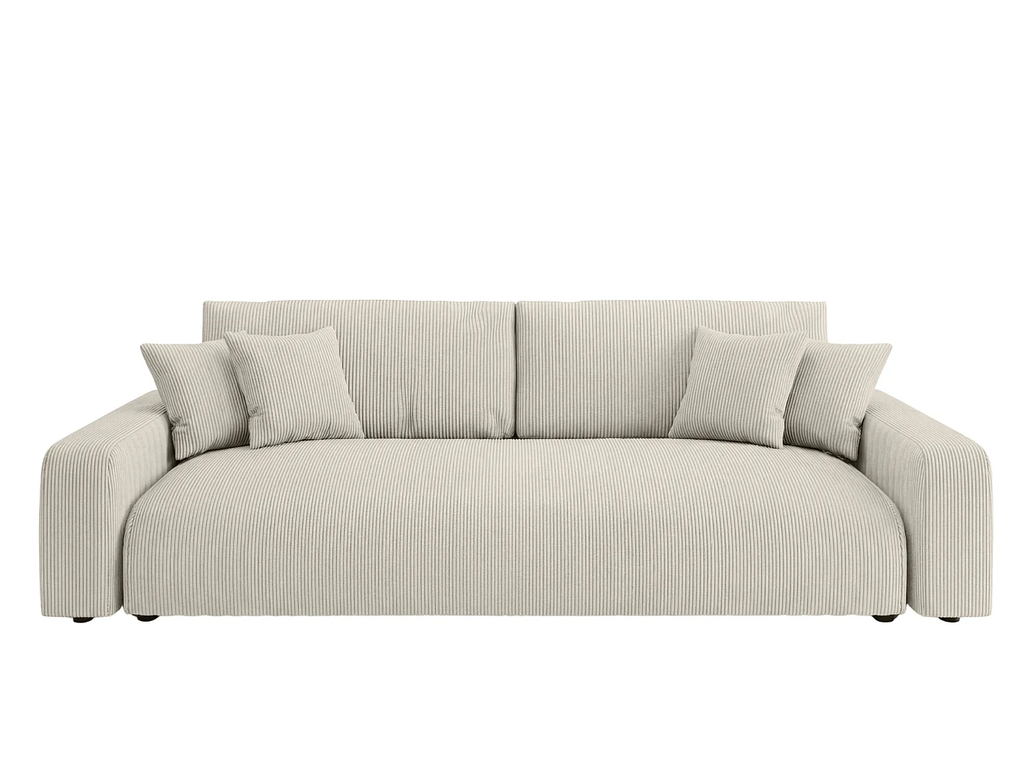 ENA - Canapé droit convertible velours côtelé 3 places Beige