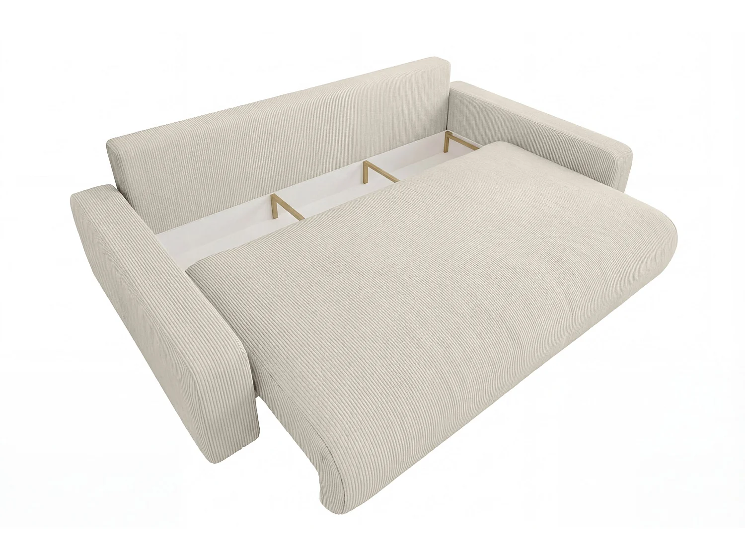 ENA - Canapé droit convertible velours côtelé 3 places Beige