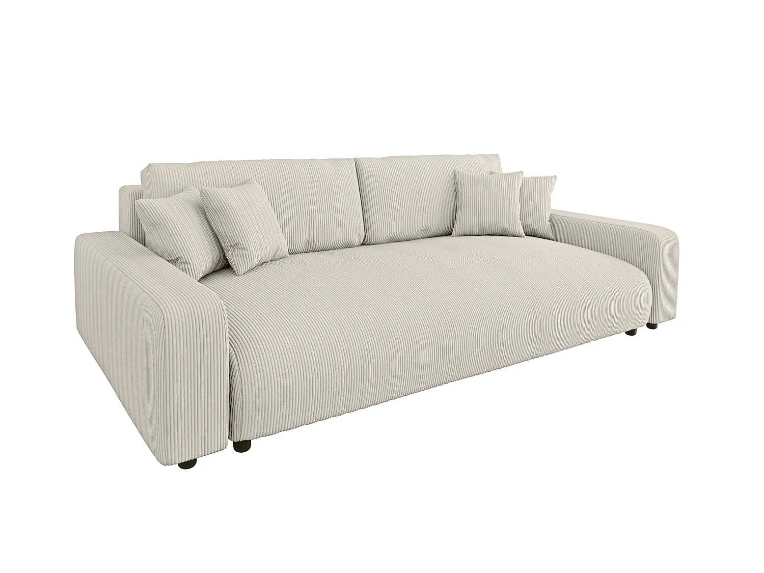 ENA - Canapé droit convertible velours côtelé 3 places Beige