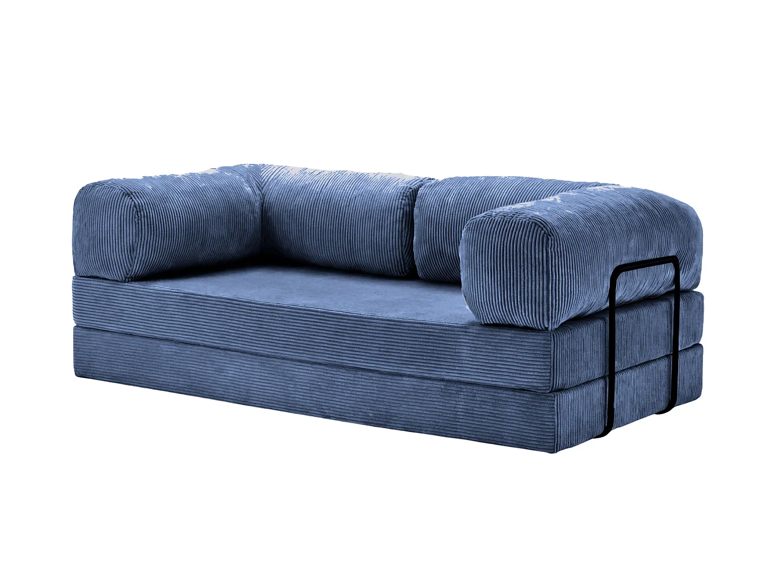 COSIMA - Canapé droit convertible velours côtelé 3 places Bleu