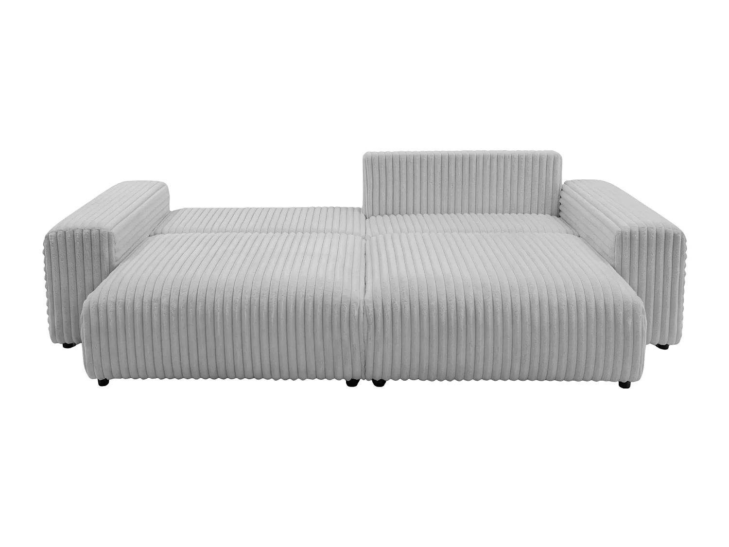 CAISA - Canapé d'angle convertible velours côtelé 4 places Gris clair