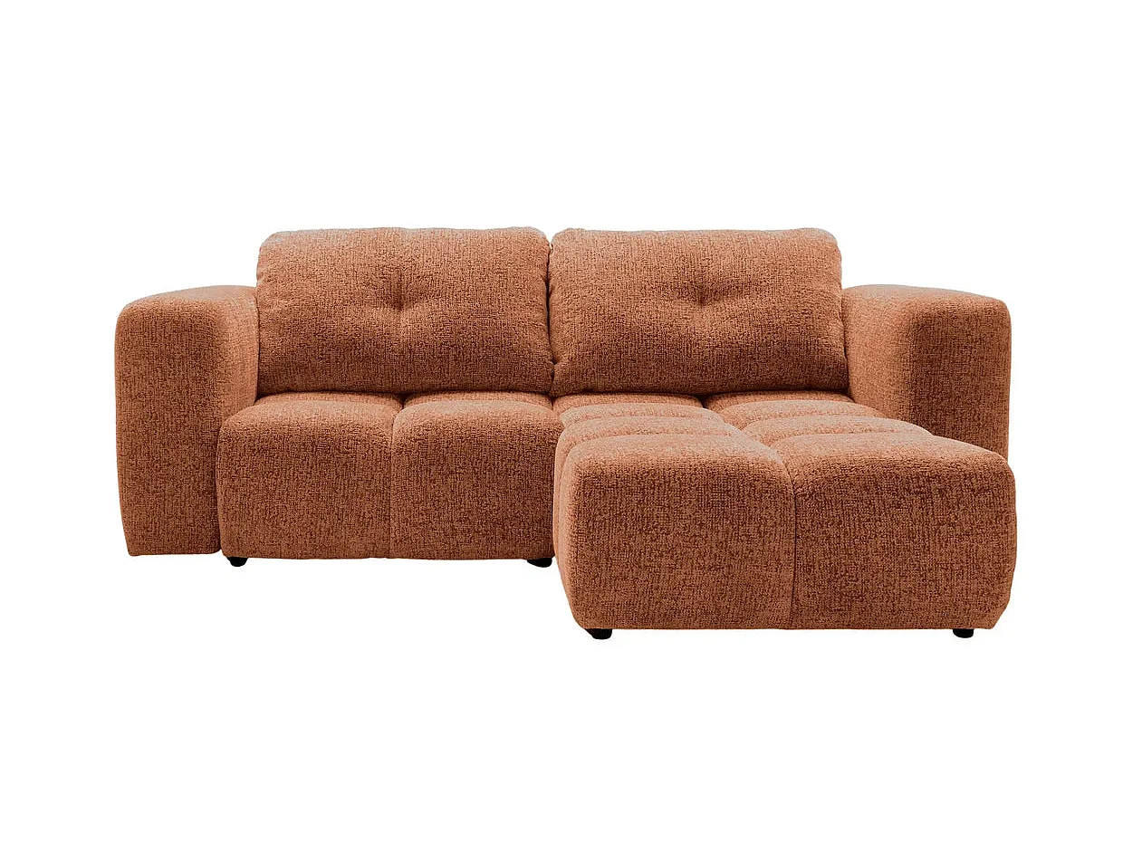 ROMY MINI - Canapé d'angle convertible tissu chenille 2 places Terracotta