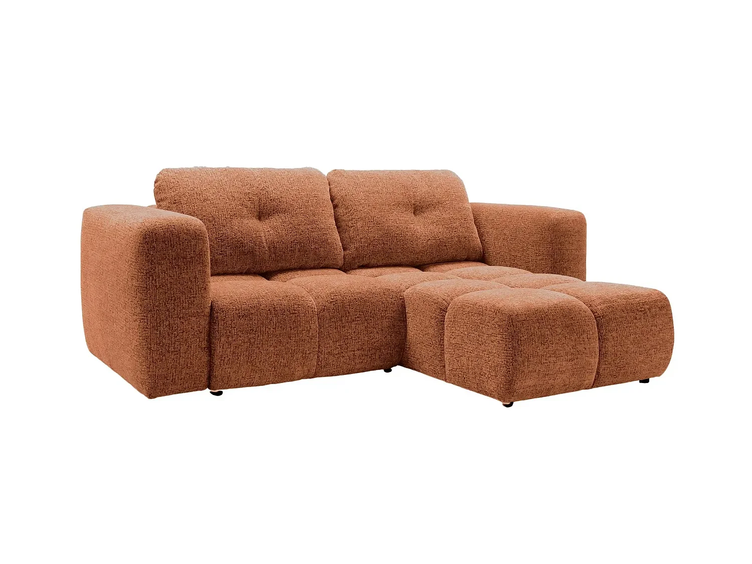 ROMY MINI - Canapé d'angle convertible tissu chenille 2 places Terracotta