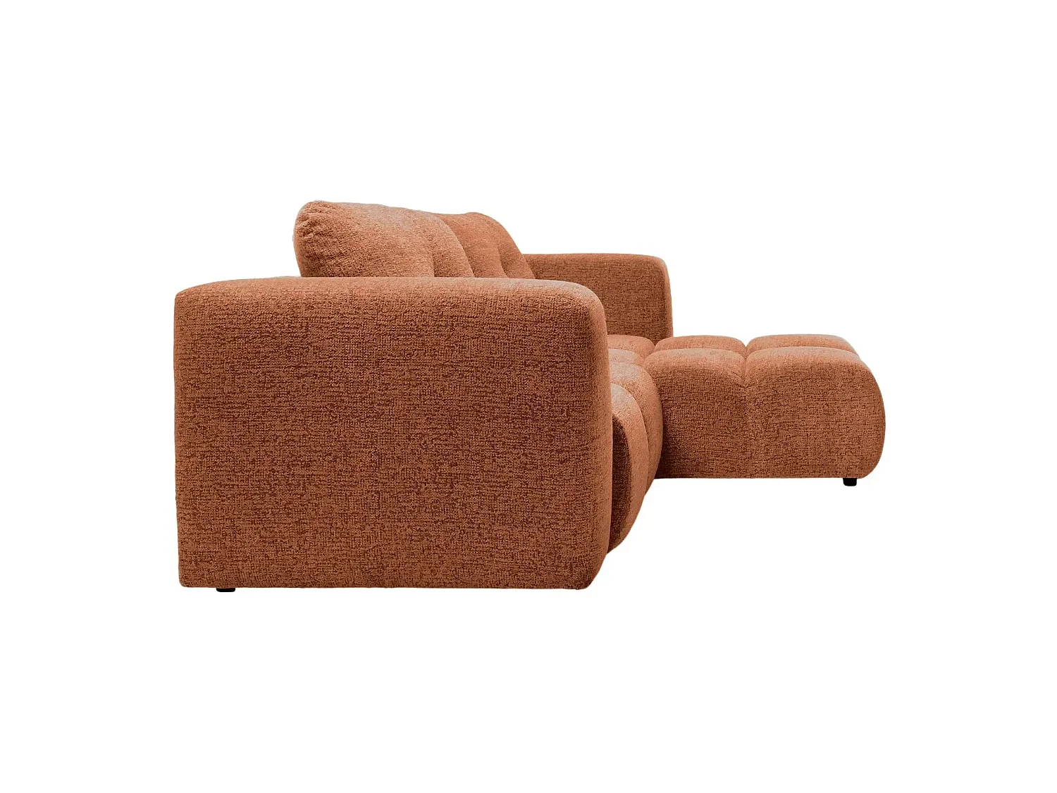 ROMY MINI - Canapé d'angle convertible tissu chenille 2 places Terracotta