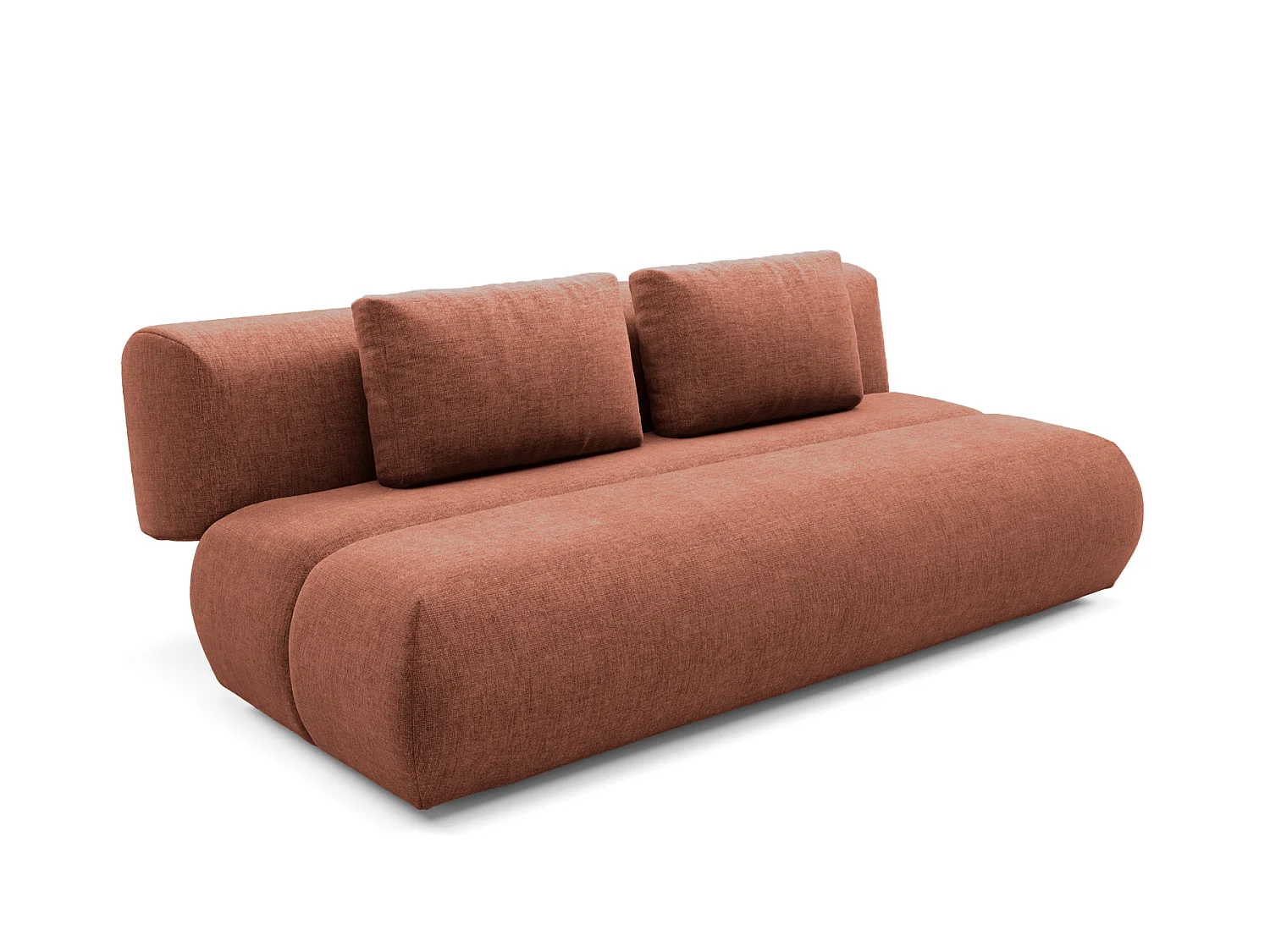 TINA - Canapé droit convertible tissu chiné 2 places Terracotta