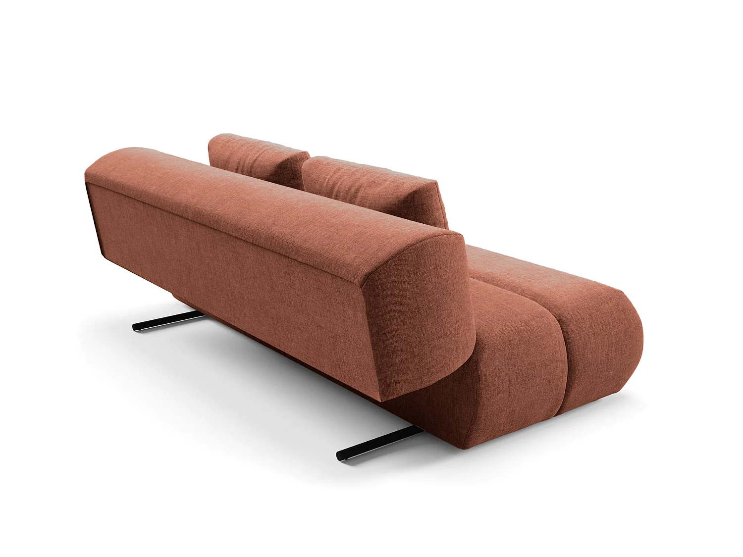 TINA - Canapé droit convertible tissu chiné 2 places Terracotta