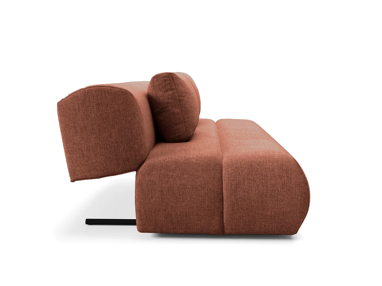TINA - Canapé droit convertible tissu chiné 2 places Terracotta