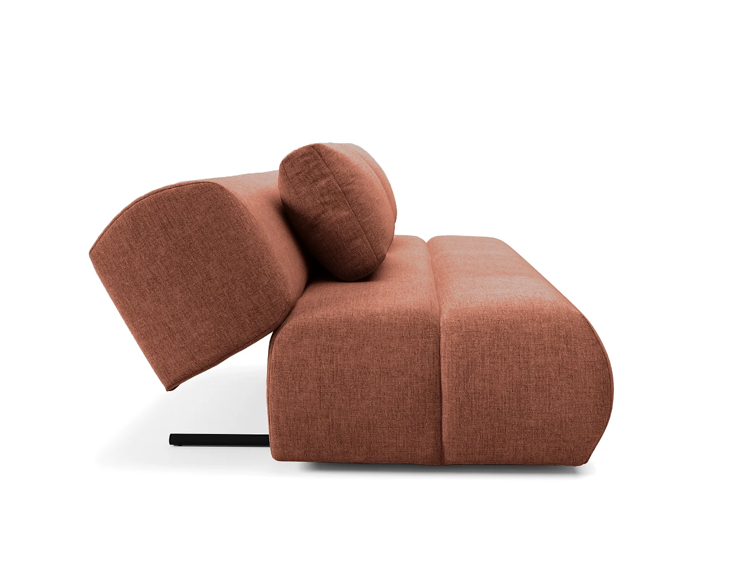 TINA - Canapé droit convertible tissu chiné 2 places Terracotta