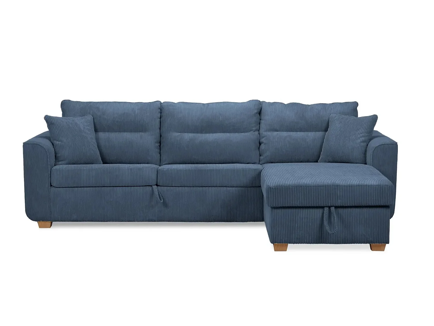 LOULOU - Canapé droit convertible velours côtelé 3 places Bleu
