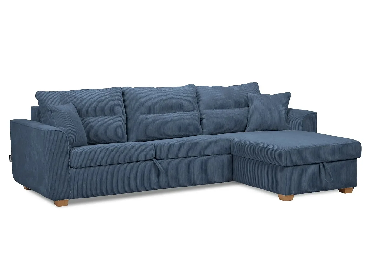 LOULOU - Canapé droit convertible velours côtelé 3 places Bleu