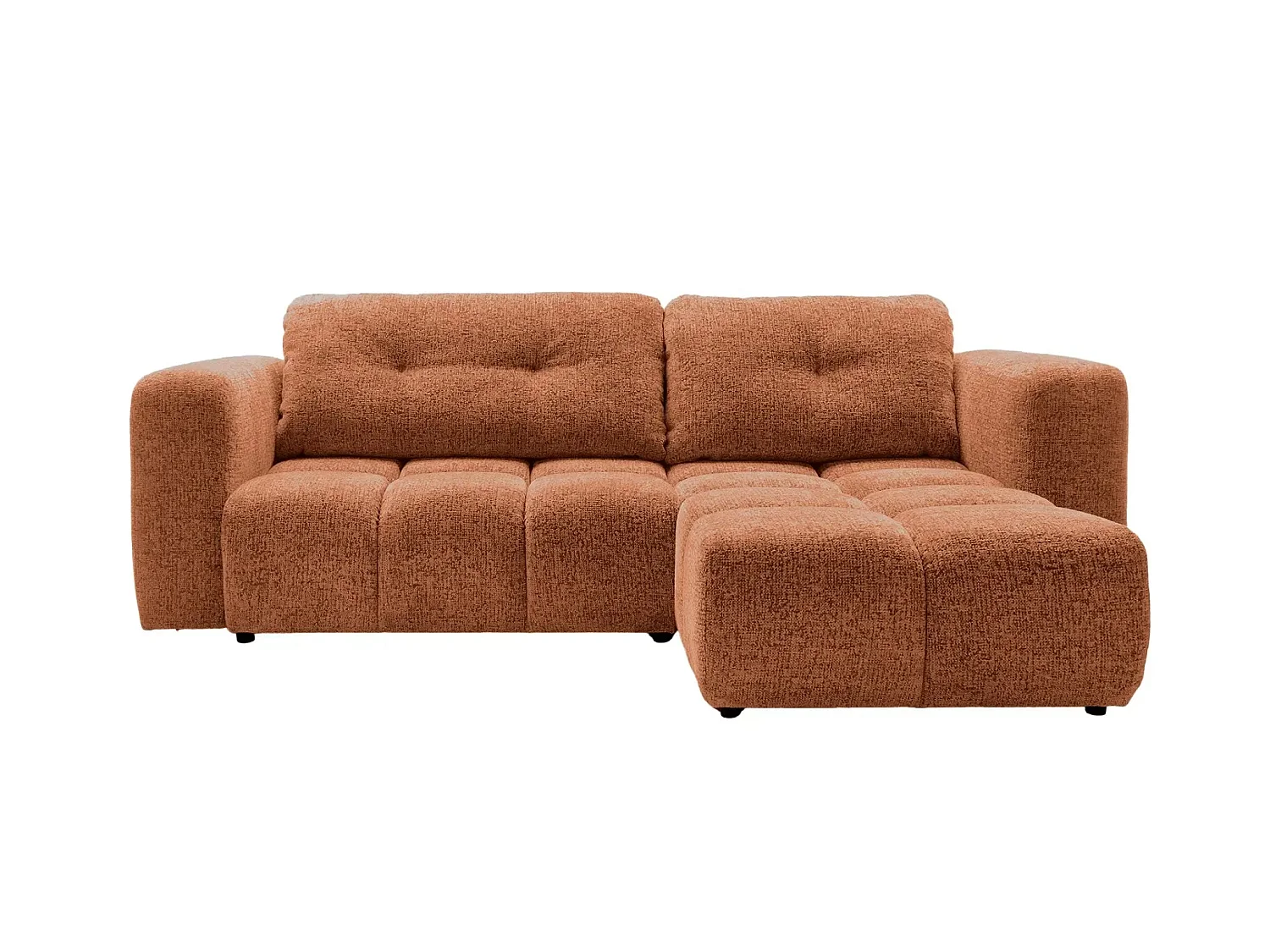 ROMY - Canapé d'angle convertible tissu chenille 3 places Terracotta