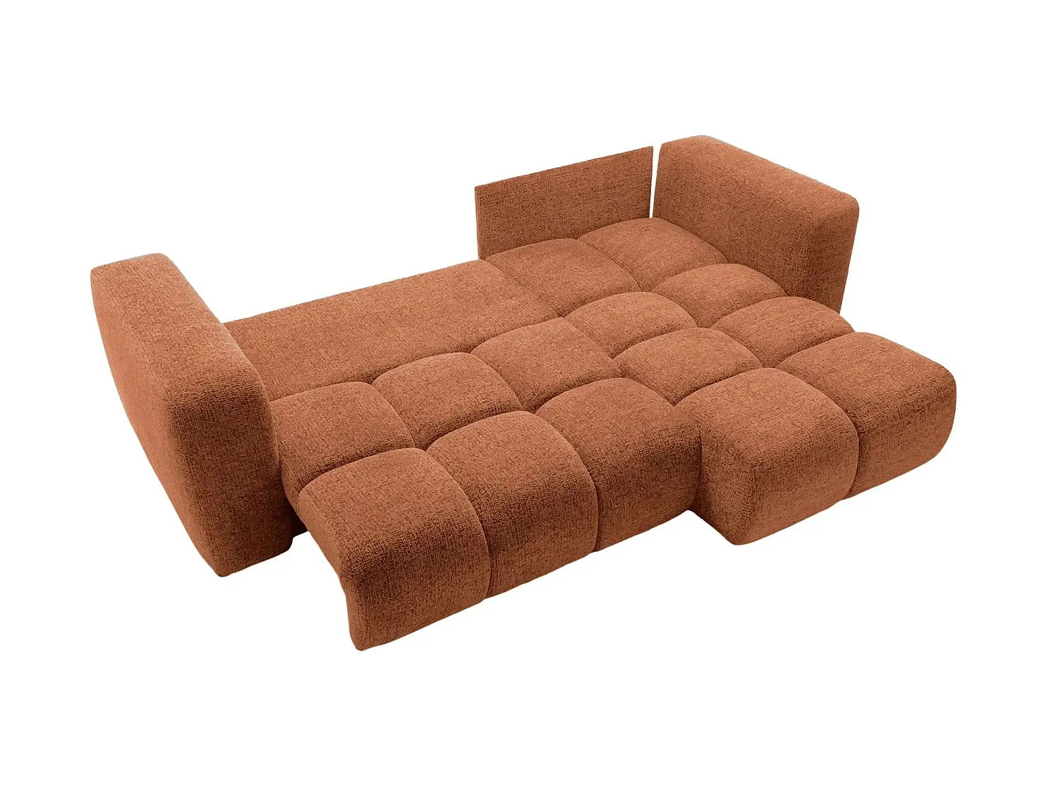 ROMY - Canapé d'angle convertible tissu chenille 3 places Terracotta
