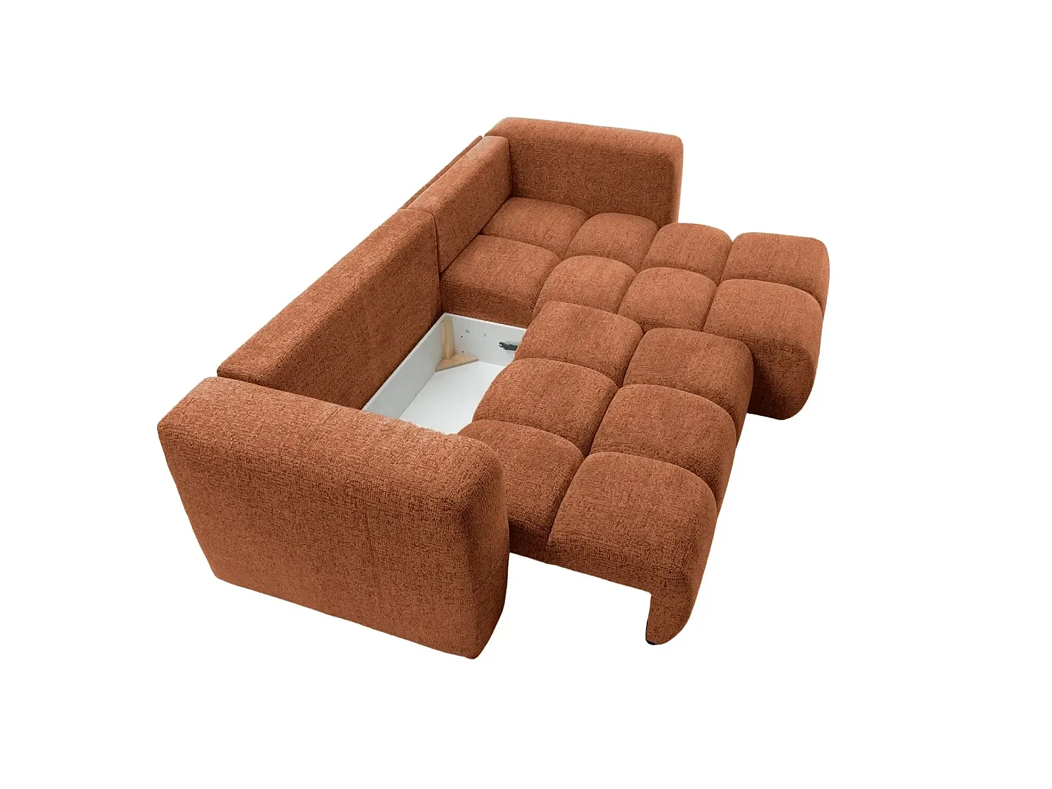 ROMY - Canapé d'angle convertible tissu chenille 3 places Terracotta