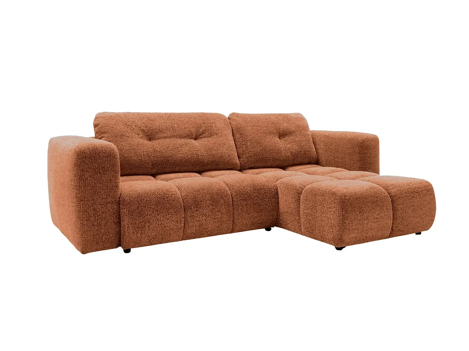 ROMY - Canapé d'angle convertible tissu chenille 3 places Terracotta