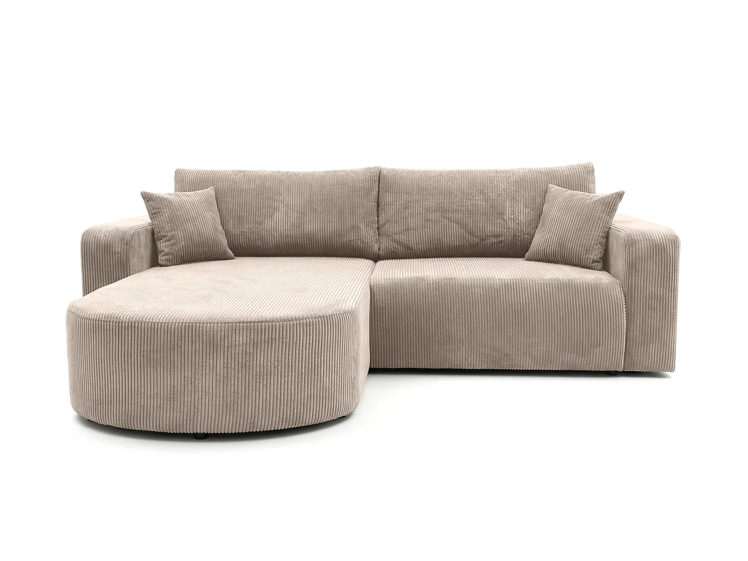 EMMA - Canapé d'angle convertible petit velours côtelé Beige