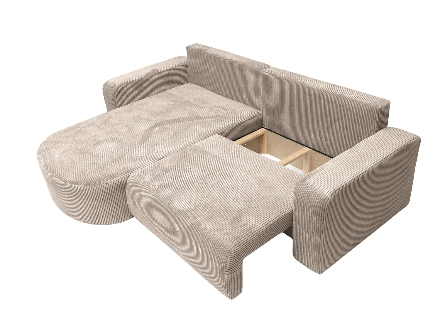 EMMA - Canapé d'angle convertible petit velours côtelé Beige