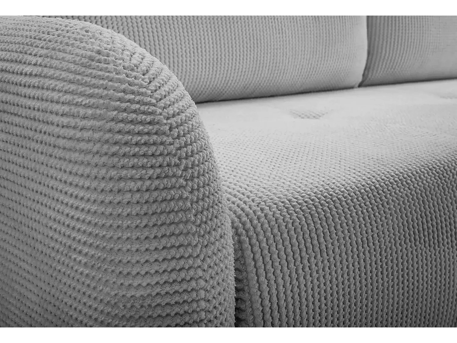 ROXANE - Canapé droit convertible tissu bouclette 2 places Gris