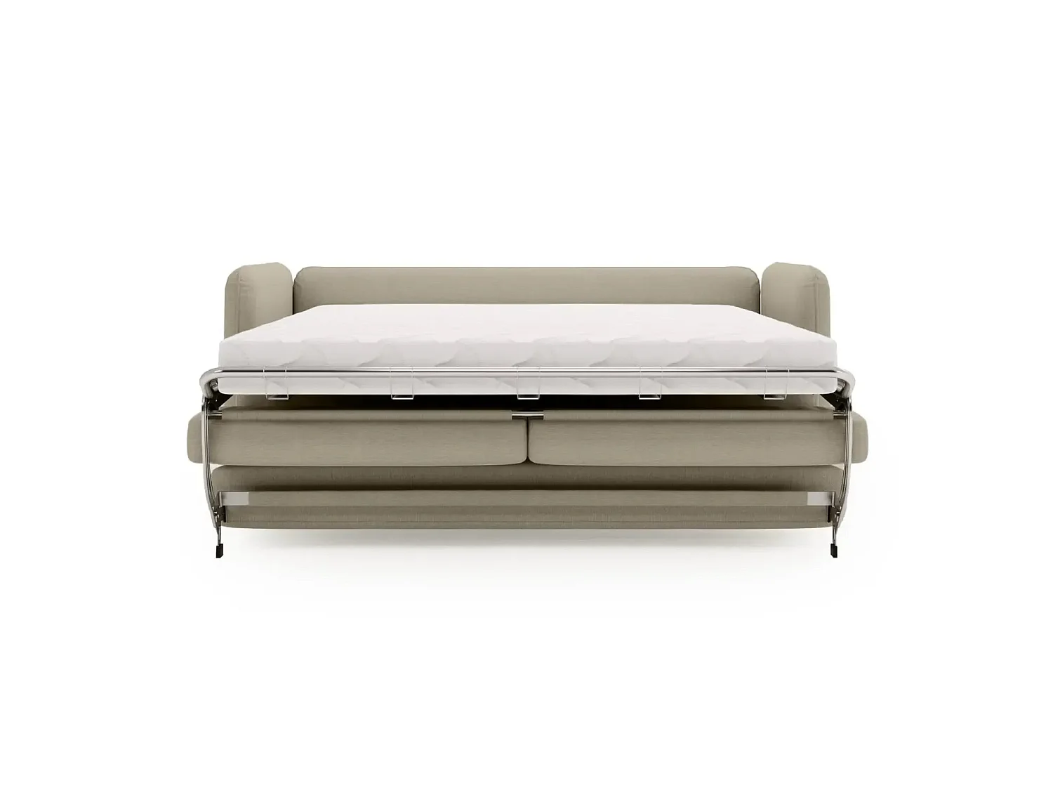 VICKY - Canapé droit convertible tissu lisse 2 places Café
