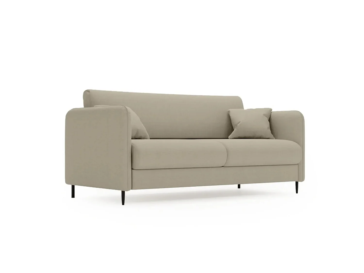 VICKY - Canapé droit convertible tissu lisse 2 places Café