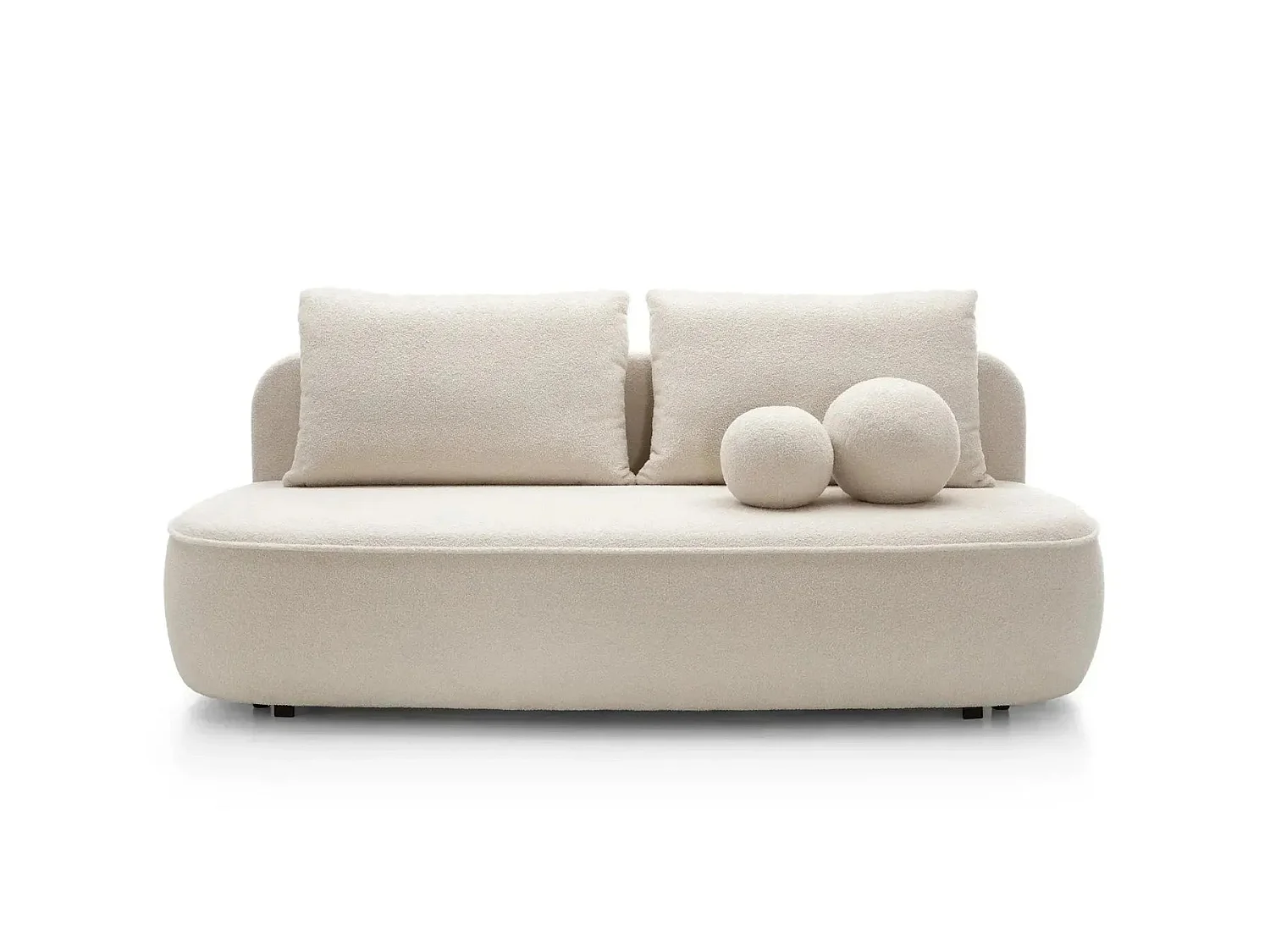 VICTOIRE - Canapé droit convertible tissu bouclette 2 places Beige