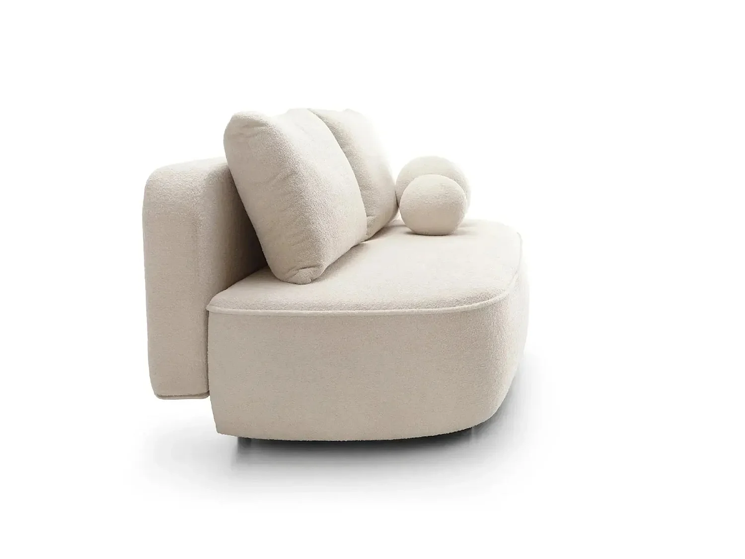 VICTOIRE - Canapé droit convertible tissu bouclette 2 places Beige