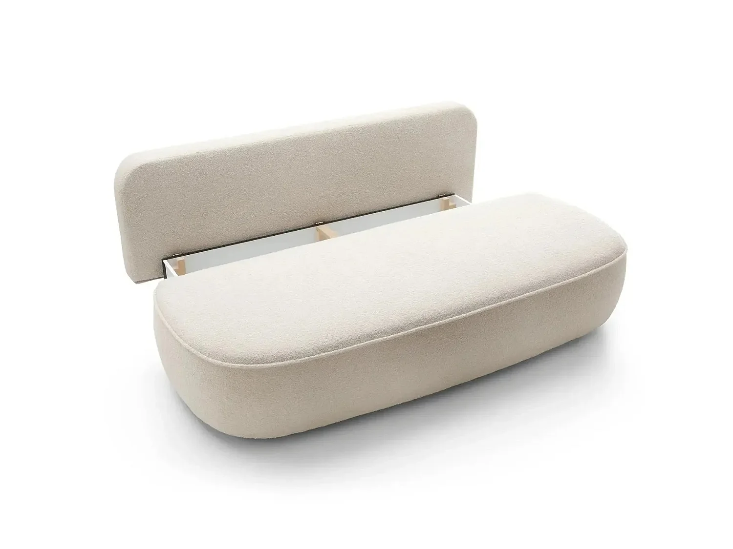 VICTOIRE - Canapé droit convertible tissu bouclette 2 places Beige