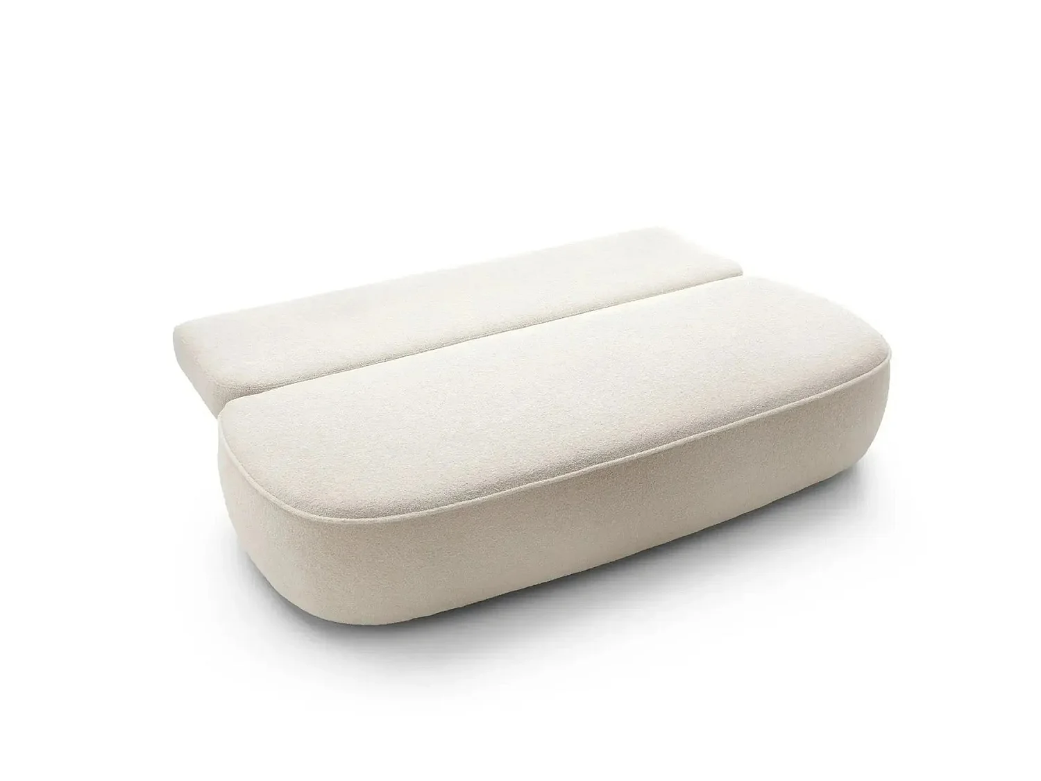 VICTOIRE - Canapé droit convertible tissu bouclette 2 places Beige