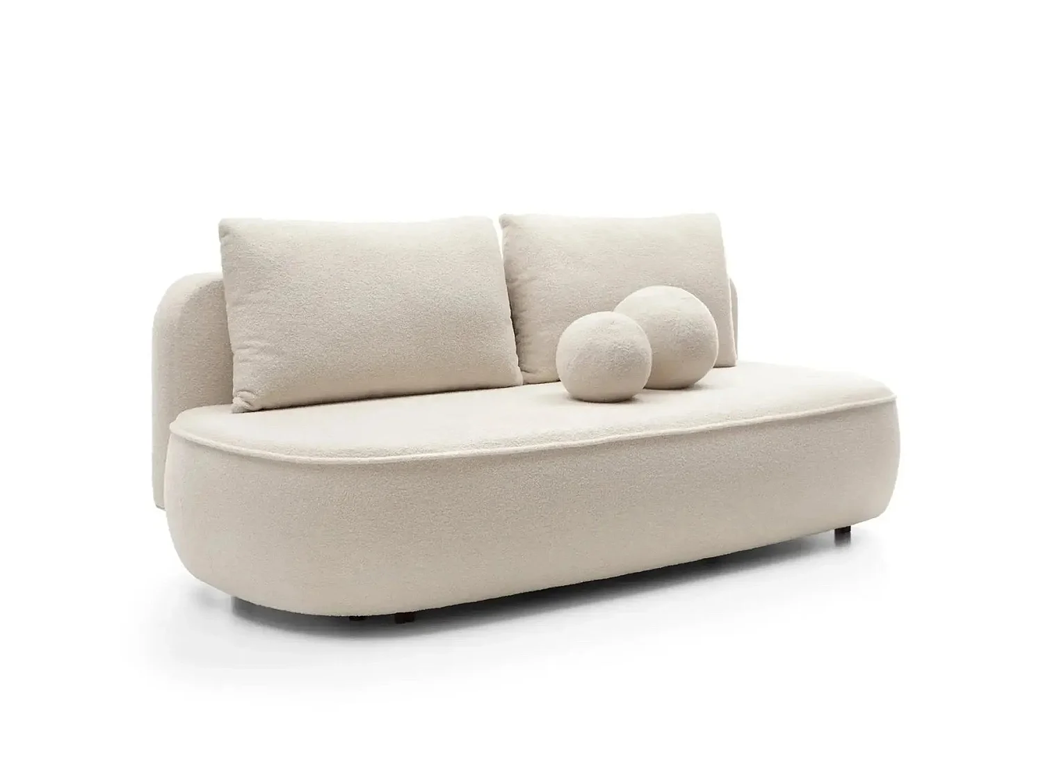 VICTOIRE - Canapé droit convertible tissu bouclette 2 places Beige