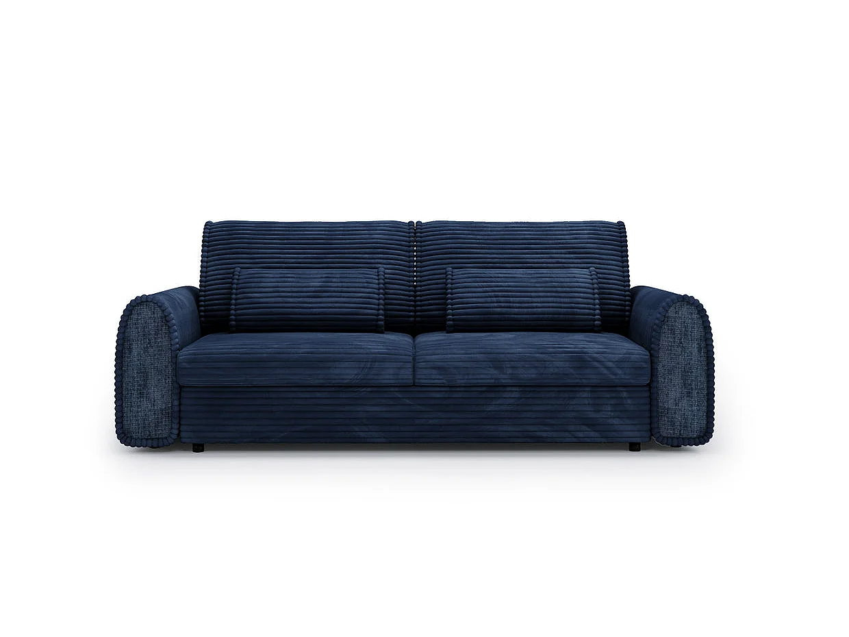 BELLO - 2-zits bi-material rechte slaapbank - Blauw