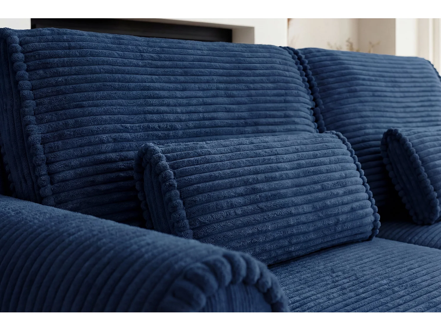 BELLO - 2-zits bi-material rechte slaapbank - Blauw