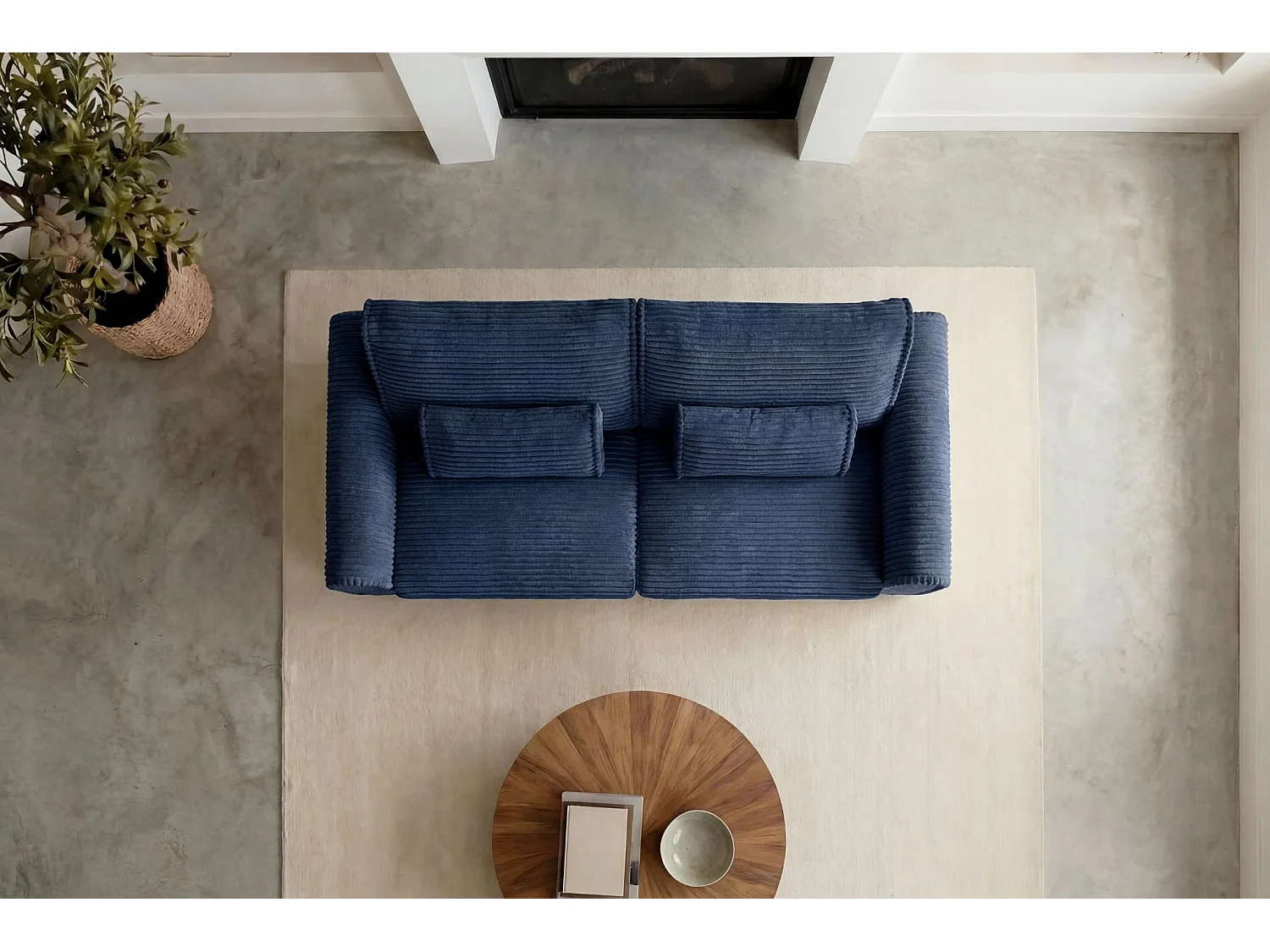 BELLO - 2-zits bi-material rechte slaapbank - Blauw