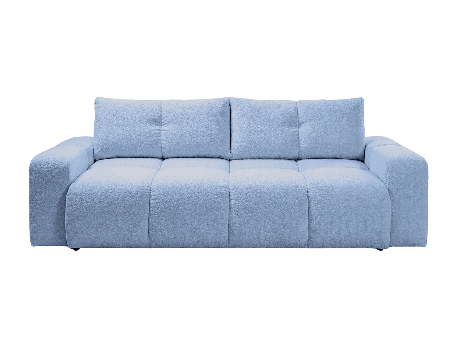 CONSTANCE - Canapé droit convertible tissu chenille 3 places Bleu clair