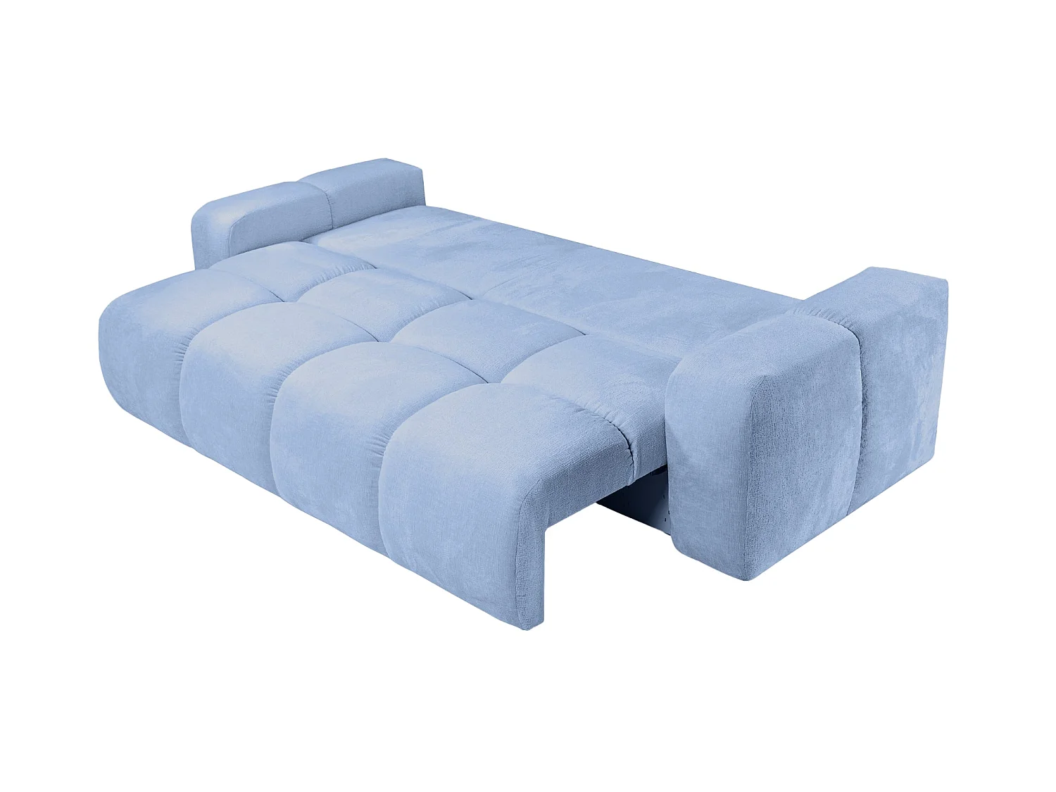 CONSTANCE - Canapé droit convertible tissu chenille 3 places Bleu clair
