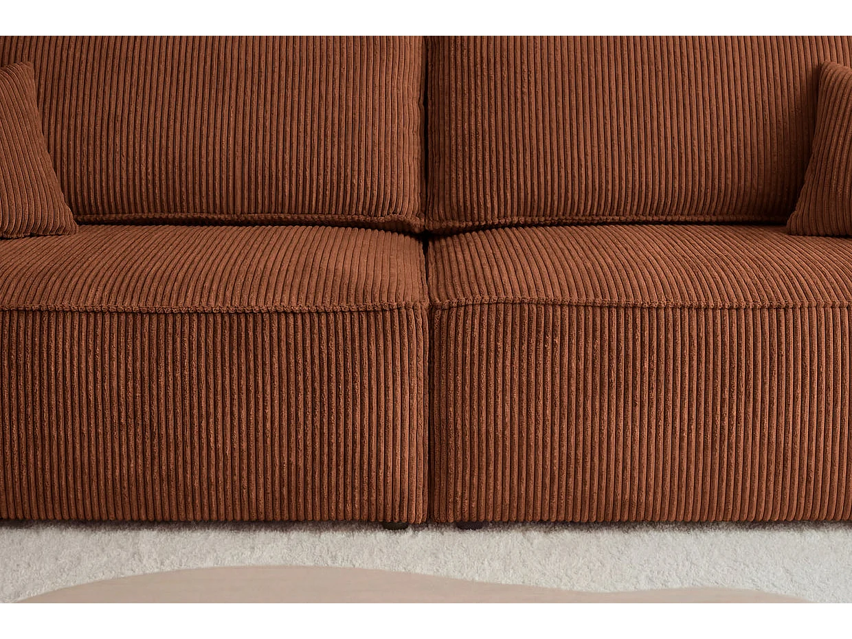 ROMEO MINI - Canapé droit convertible petit velours côtelé Terracotta