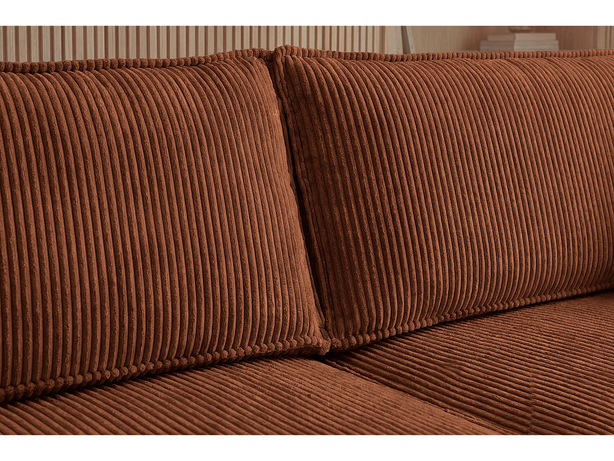 ROMEO MINI - Canapé droit convertible petit velours côtelé Terracotta