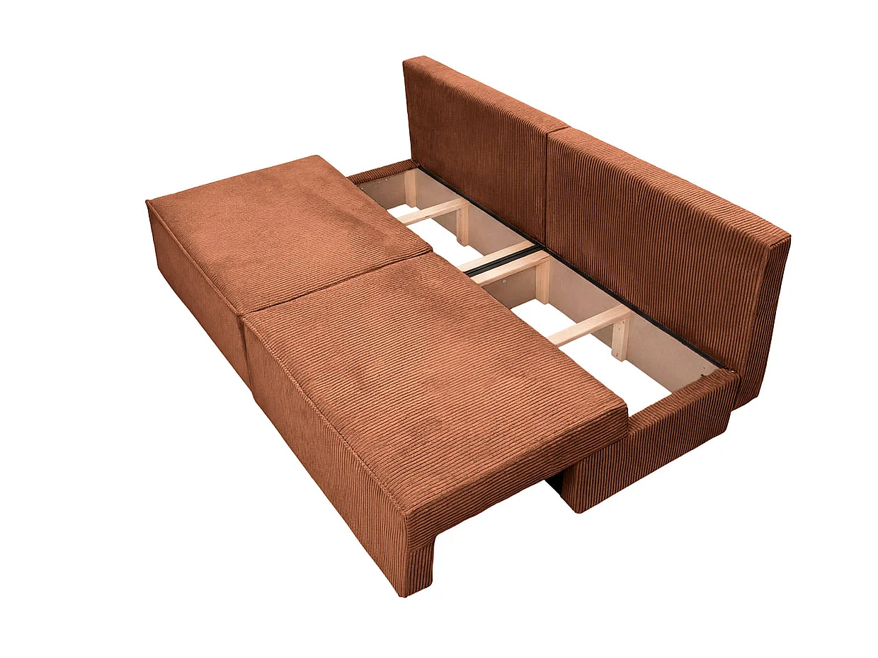 ROMEO MINI - Canapé droit convertible petit velours côtelé Terracotta
