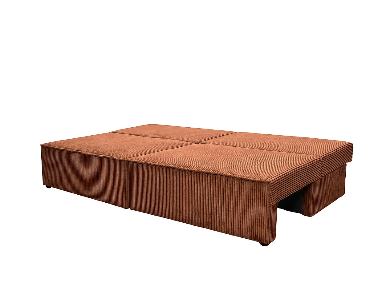 ROMEO MINI - Canapé droit convertible petit velours côtelé Terracotta