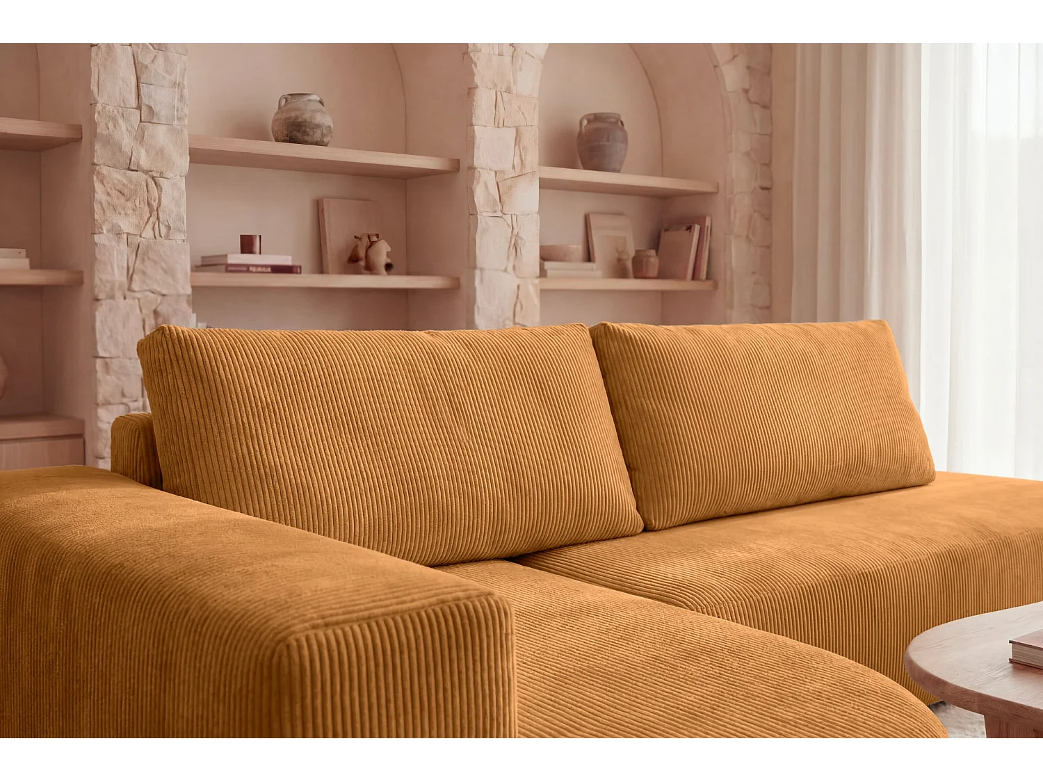 MIREA - 4 zits corduroy hoekbank Links - Mustard